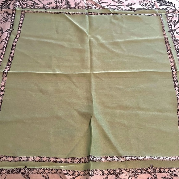 NWT $125 Carlisle | Silk | Cottagecore | Floral Vintage Scarf in Mint - Picture 6 of 15